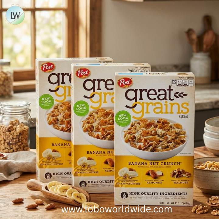 Great Grains Banana Nut Crunch Breakfast Cereal for Adults, Made with Whole Grain, Non-GMO, Heart Healthy.