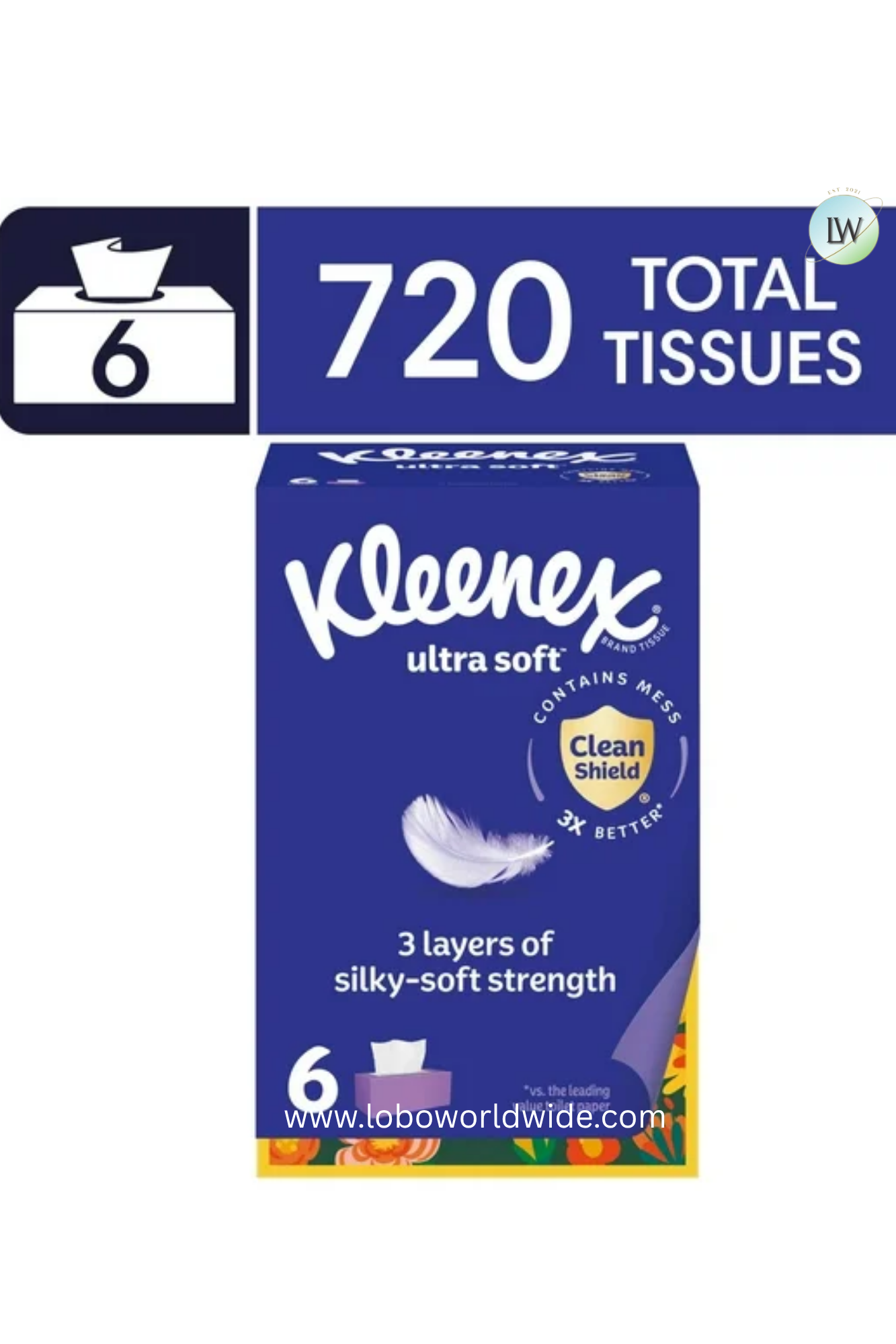 Kleenex Ultra Soft Facial Tissues, 120 Tissues per Box, 3-Ply