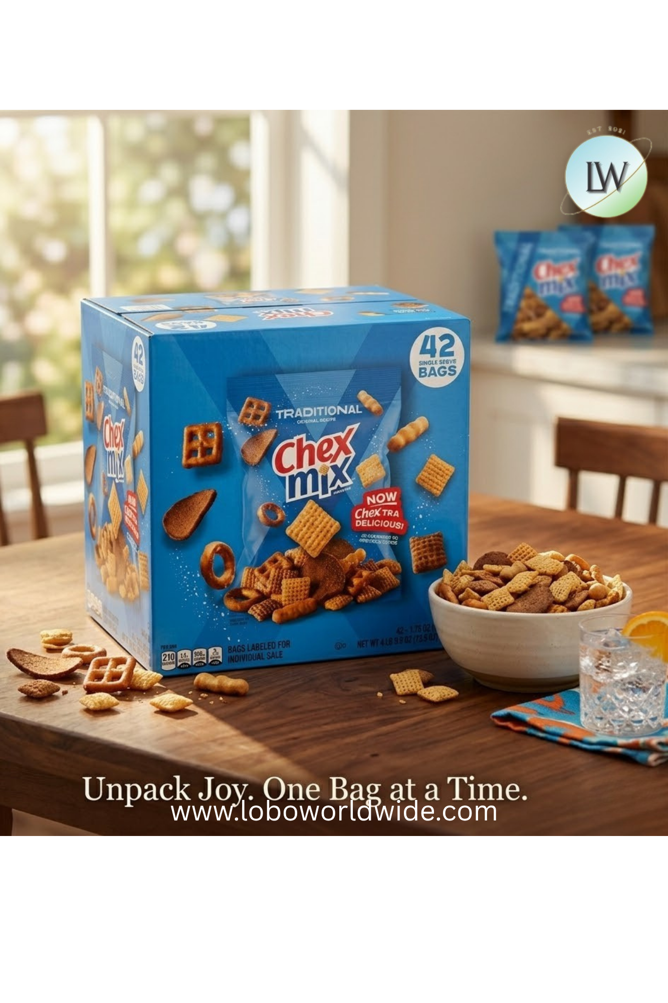 Chex Mix Traditional Savory Snack Mix, 1.75 oz., (Pack of 42)