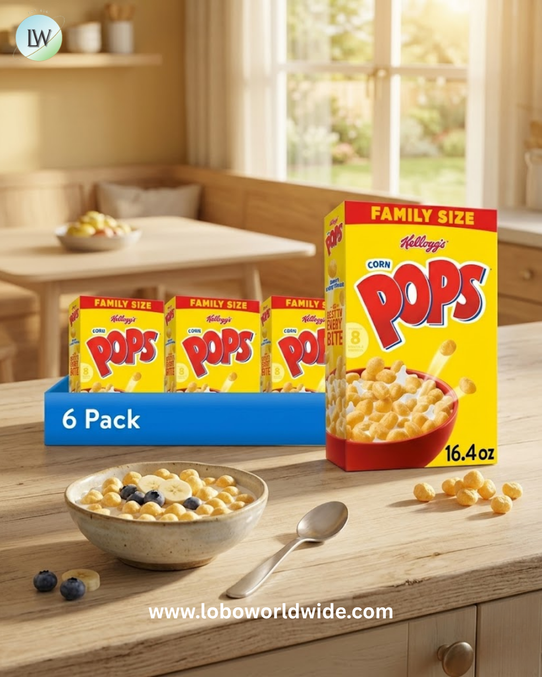 Kellogg's Corn Pops Breakfast Cereal, 8 Vitamins and Minerals, Kids Snacks, Original, 33oz Bag