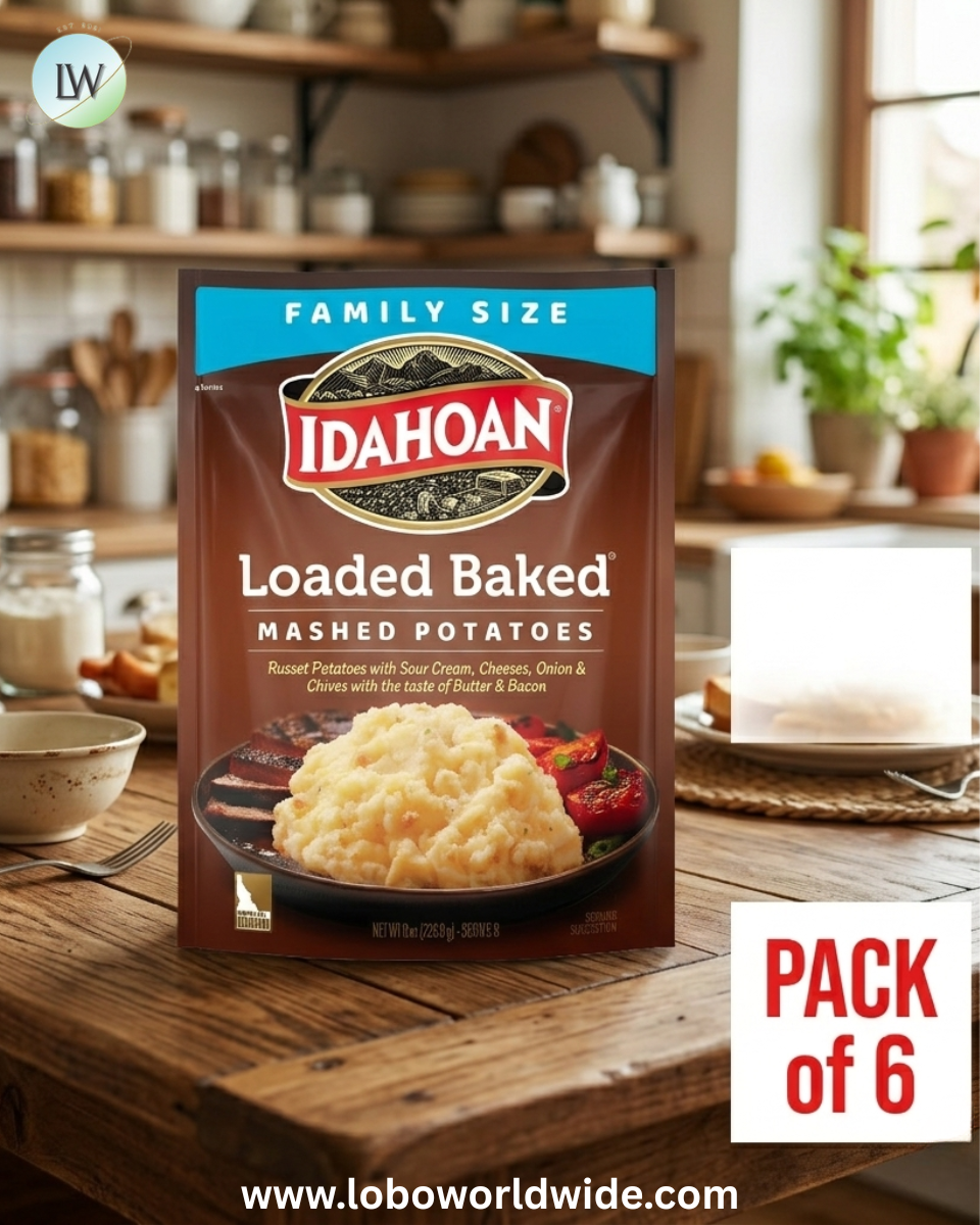 (6 pack) Idahoan Loaded Baked Mashed Potatoes Family Size Side Dish, 8 oz