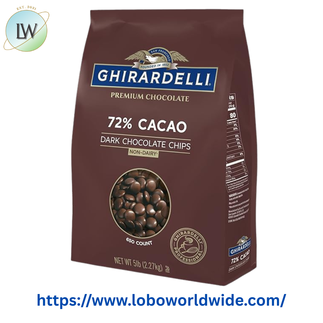 Ghirardelli Non-Dairy Dark Chocolate Baking Chips, 72% Cacao, .65M, 5 lb.