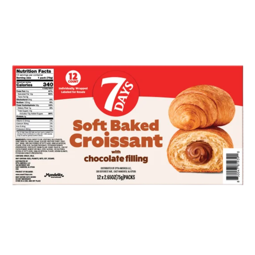 7Days Soft Baked Croissant, Chocolate Filling, 2.65 oz, 12-count