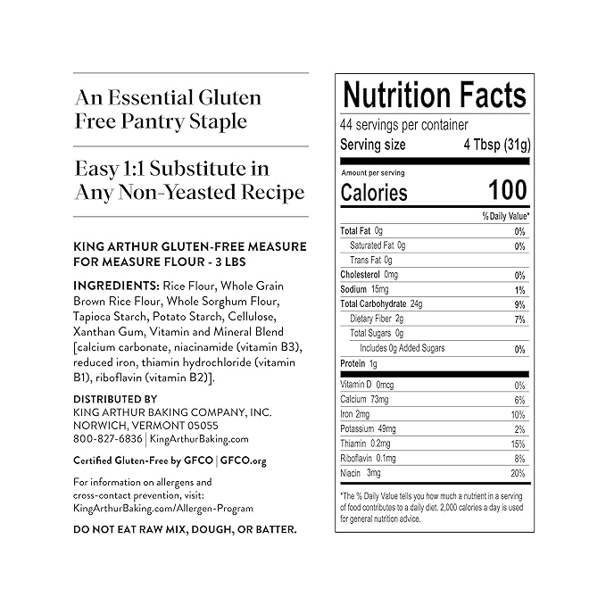 King Arthur Flour Gluten-Free Measure for Measure Flour, 3 Pound