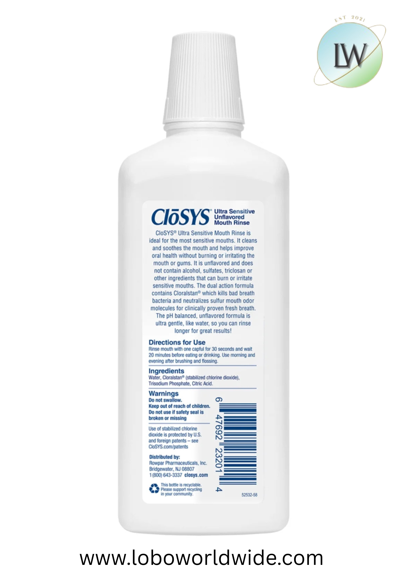 CloSYS Ultra Sensitive Mouthwash, Unflavored Alcohol Free, Dye Free, pH Balanced, Helps Soothe Entire Mouth β 32 Oz