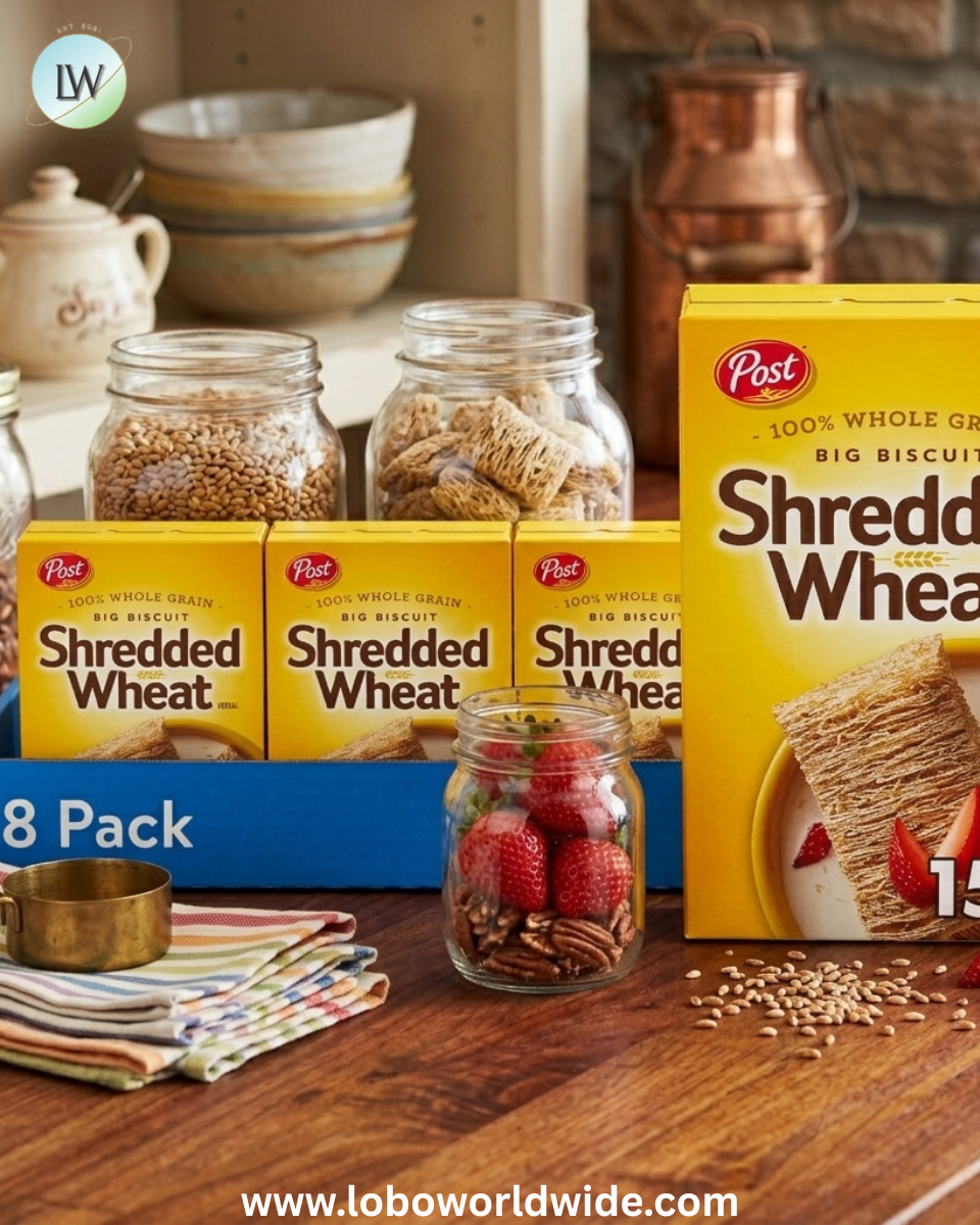 Post Big Biscuit Shredded Wheat Breakfast Cereal, Whole Grain, No Sugar Added, Crunchy 15 oz Box