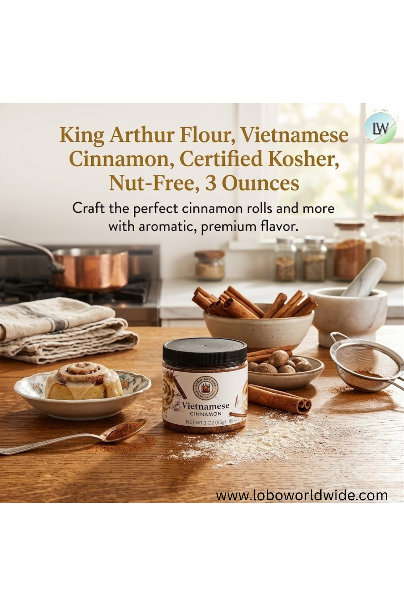 King Arthur Flour, Vietnamese Cinnamon, Certified Kosher, Nut-Free, 3 oz.