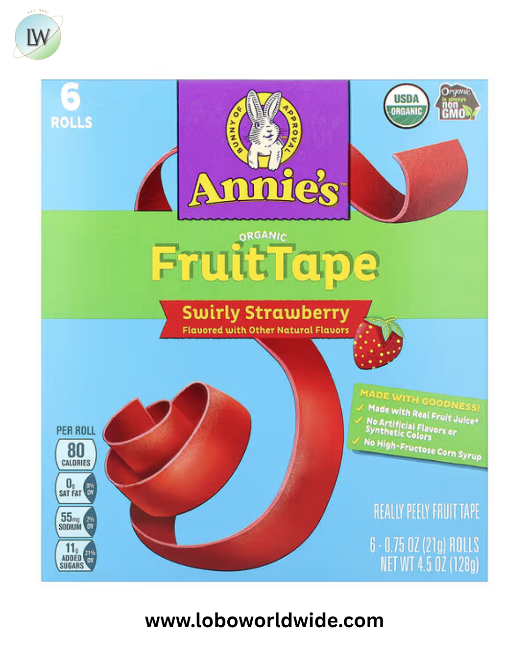 Annie's Homegrown, Organic FruitTape, Swirly Strawberry, 6 Rolls, 0.75 oz (21 g) Each