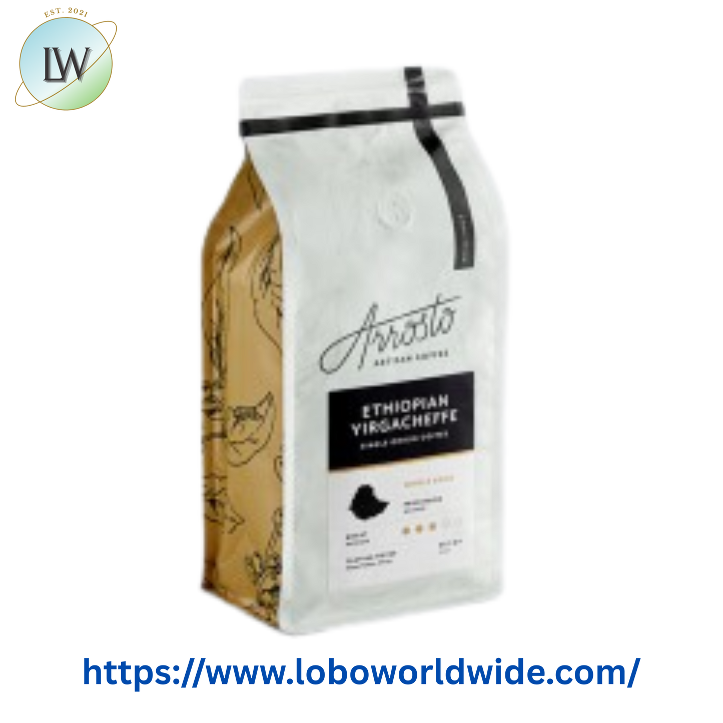 Arrosto Ethiopia Yirgacheffe Single Origin Whole Bean Coffee 2 lb.