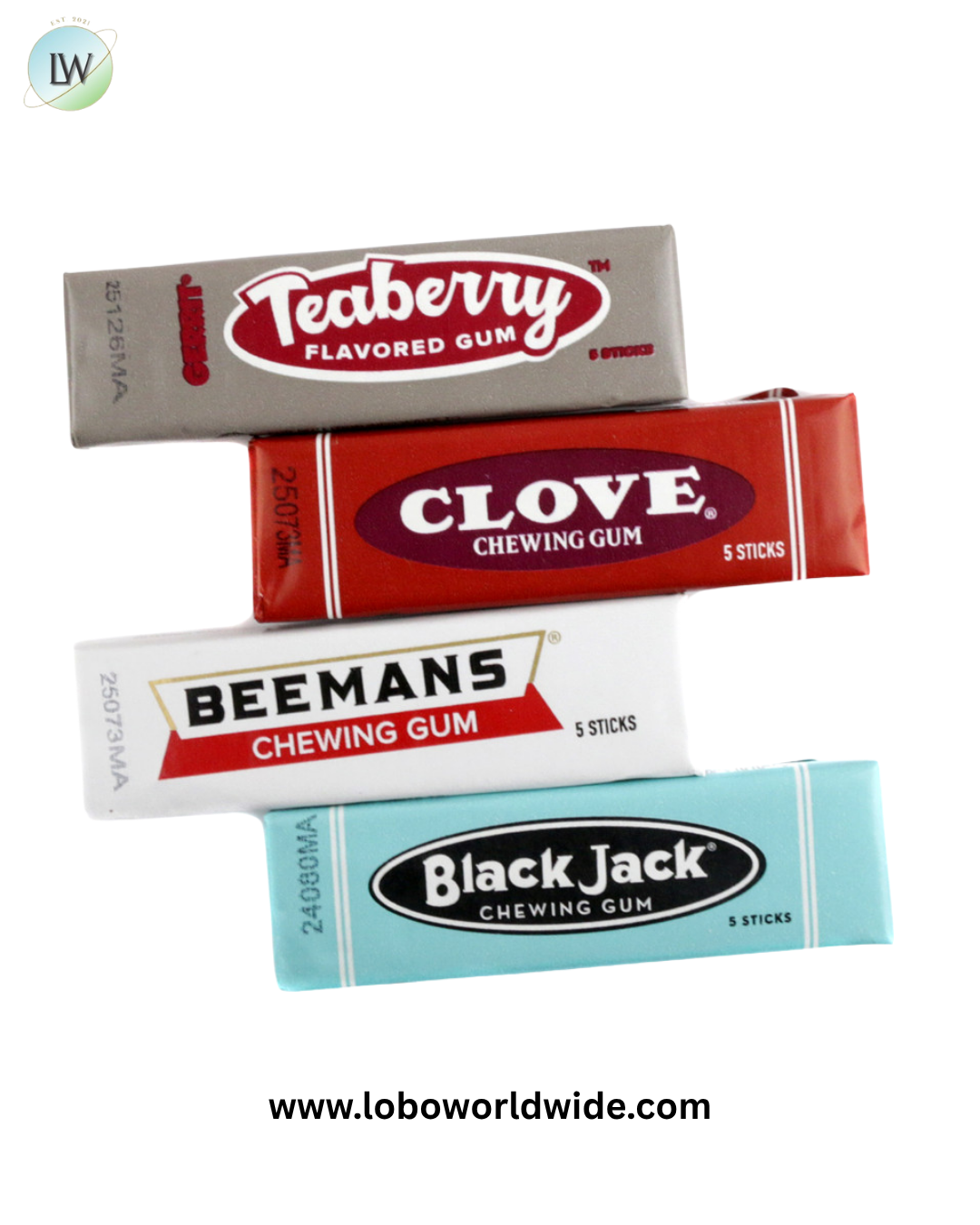 Beemans, Clove, Black Jack, and Teaberry Chewing Gum 20 Pack