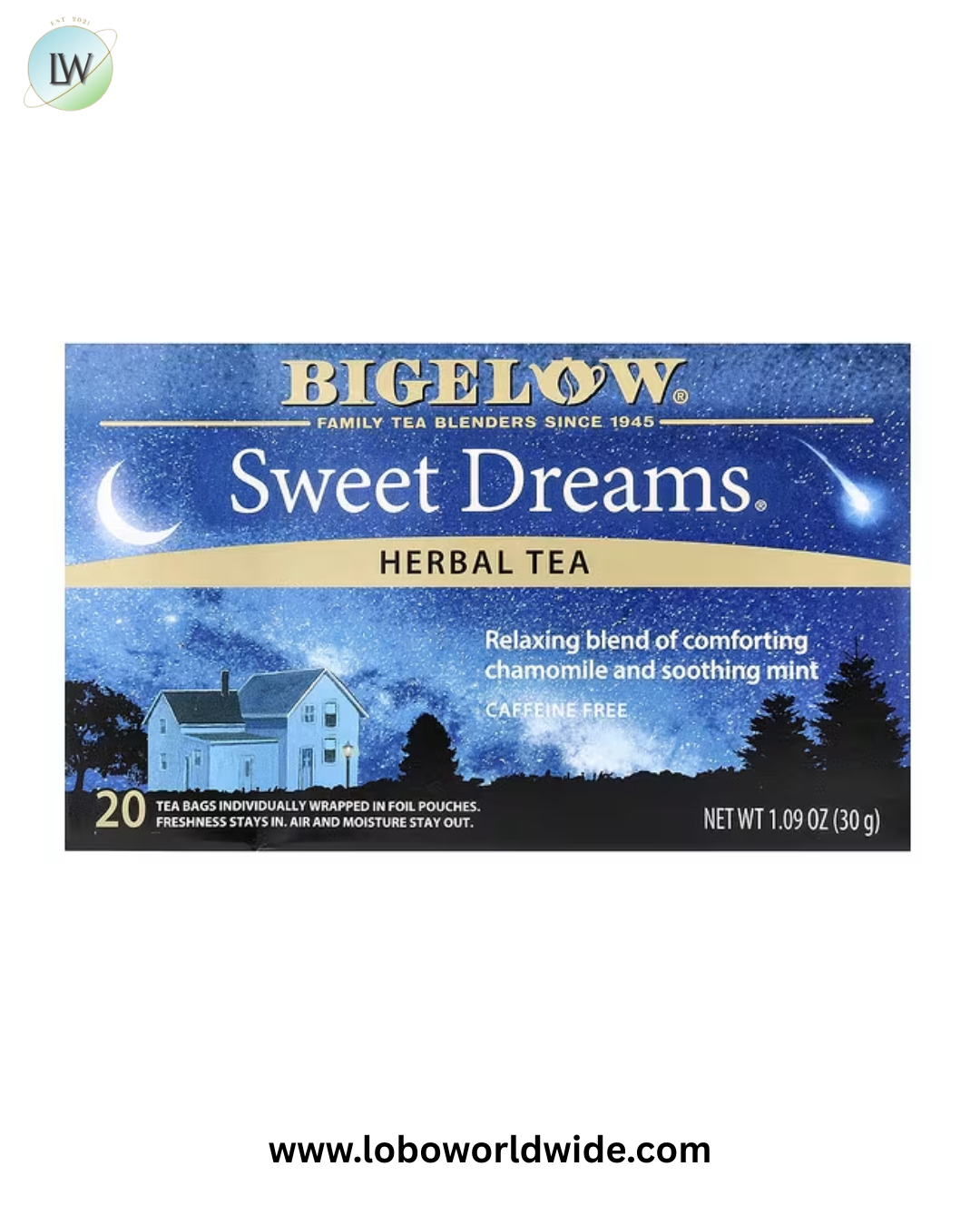 Bigelow, Herbal Tea, Sweet Dreams®, Caffeine Free, 20 Tea Bags, 1.09 oz (30 g)