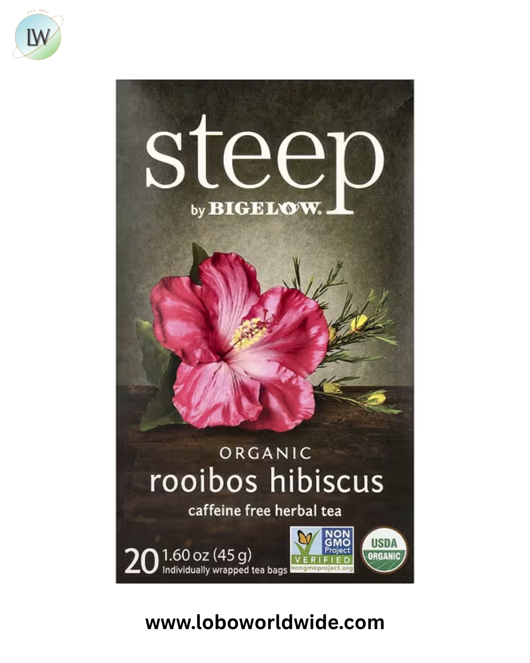 Bigelow, Steep, Organic Herbal Tea, Caffeine Free, 20 Tea Bags, 1.6 oz (45 g)