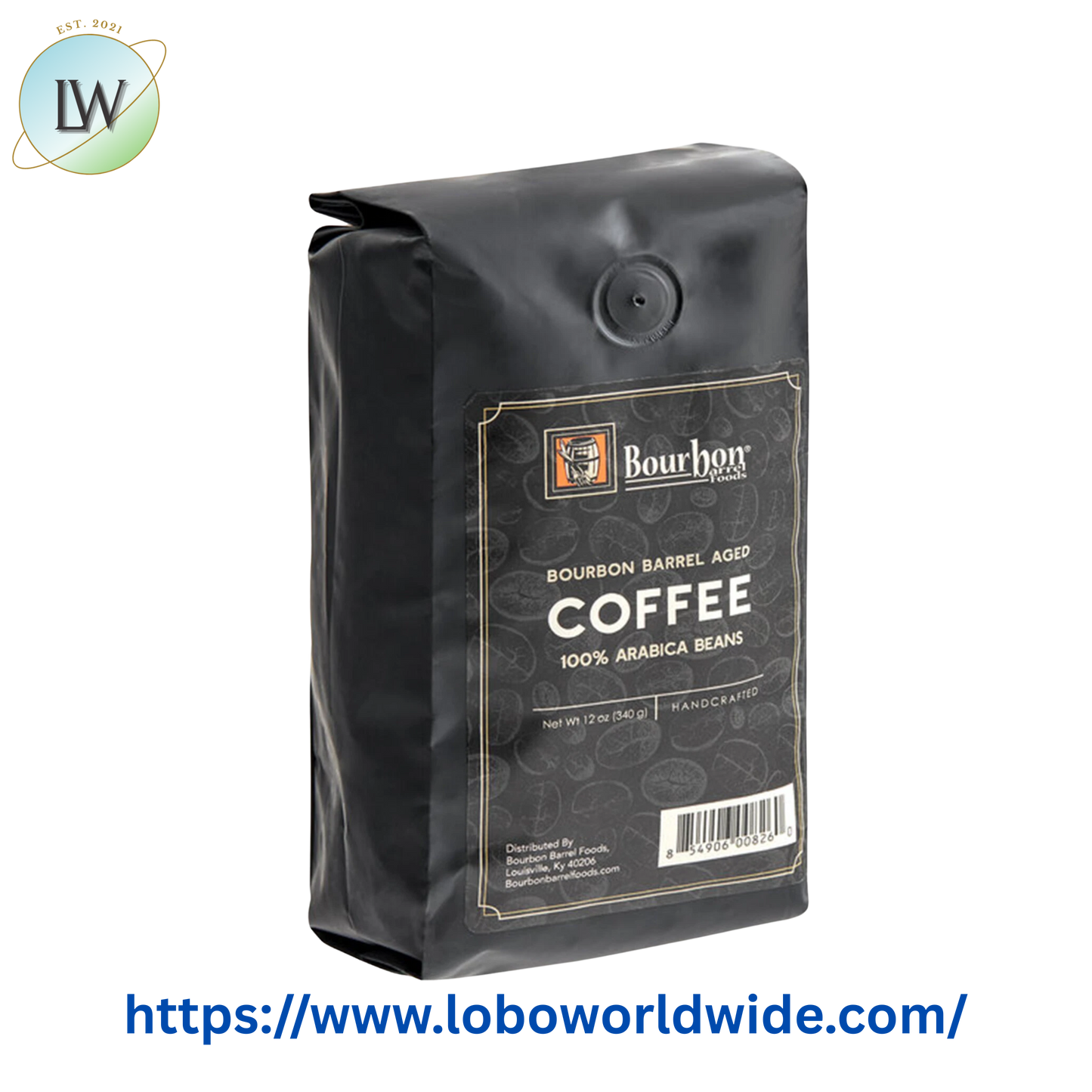 Bourbon Barrel Foods Bourbon Barrel Aged Whole Bean Coffee 12 oz.