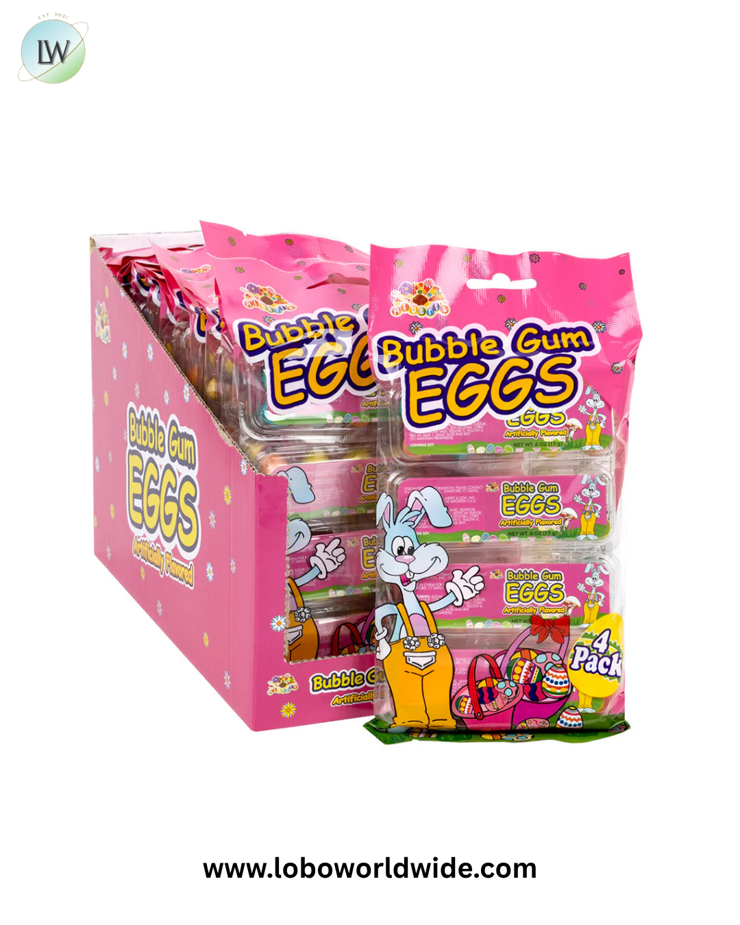 Bubble Gum Eggs Peg Bags - 24ct