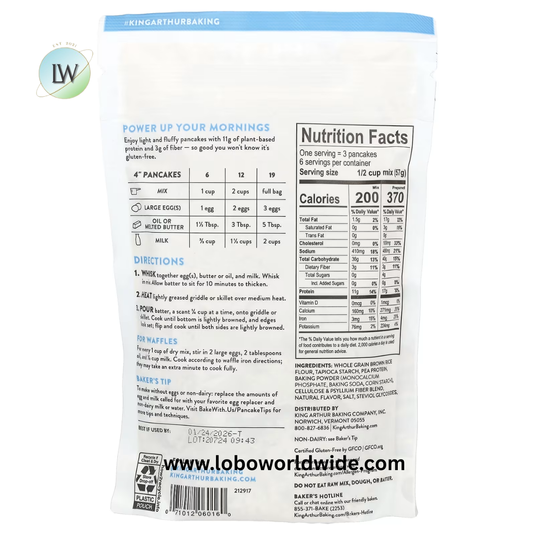 King Arthur Baking Company, Gluten-Free Protein Pancake Mix, 12 oz (340 g)