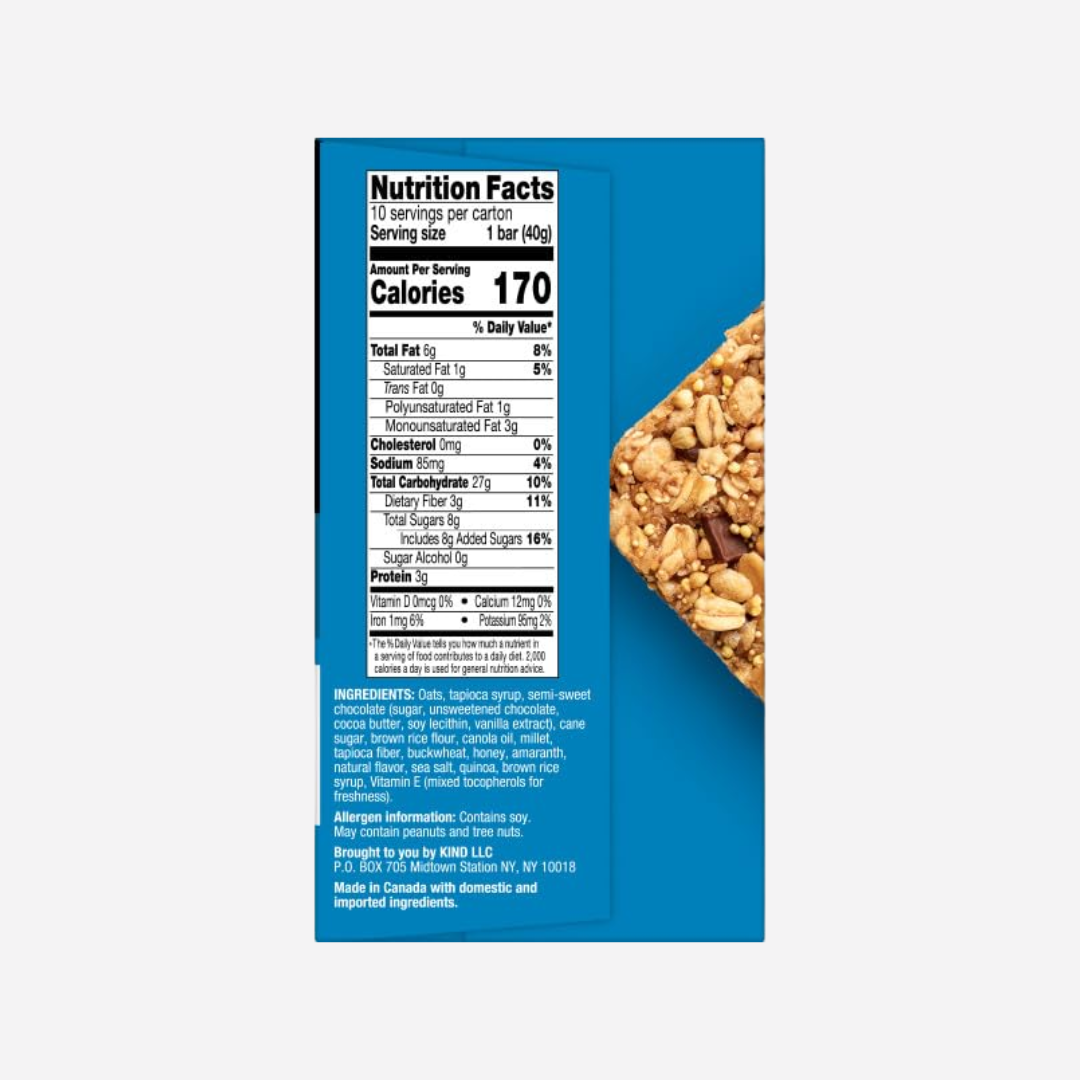 KIND Healthy Grains Energy Bars, Dark Chocolate Chunk, 21g Whole Grains, Made with Super Grains, Gluten Free Snacks, 10 Ct Value Pack, 14.1oz