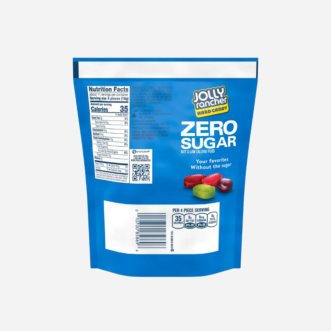 Jolly Rancher Zero Sugar Assorted Fruit Flavored Hard Candy, Bag 6.1 oz