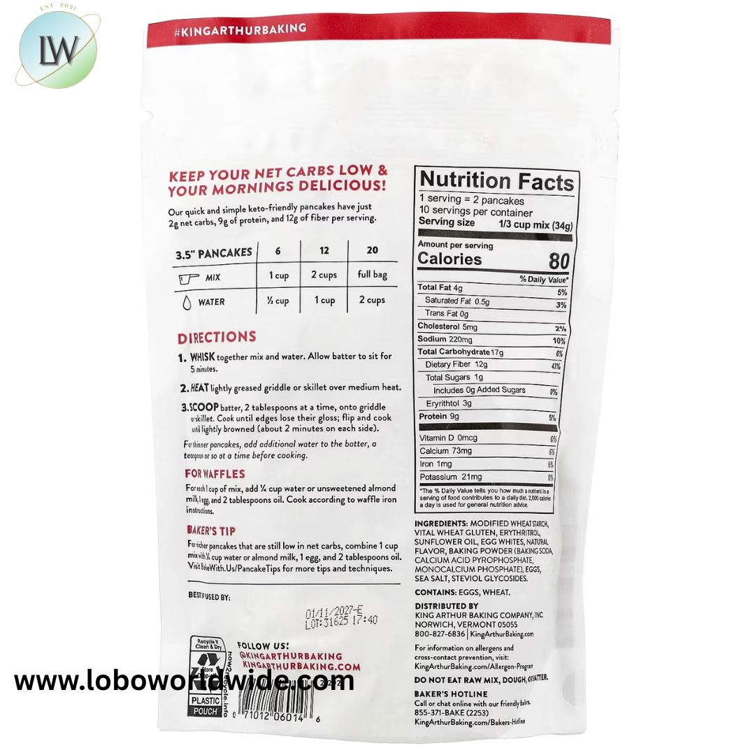 King Arthur Baking Company, Keto Wheat Pancake Mix, 12 oz (340 g)