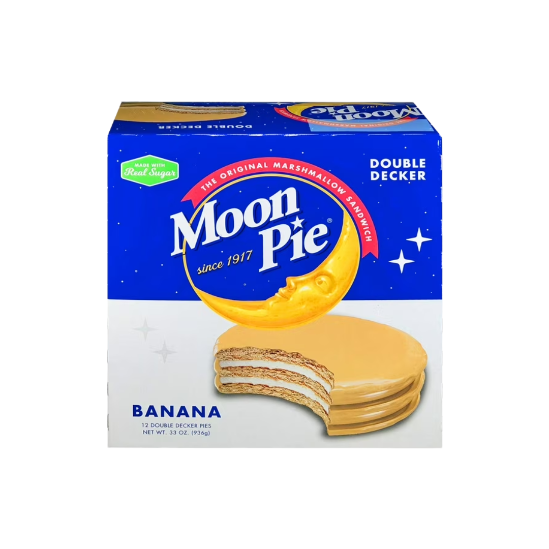 Moon Pie - Double Decker Banana - Box of 8 Individually Wrapped Pies