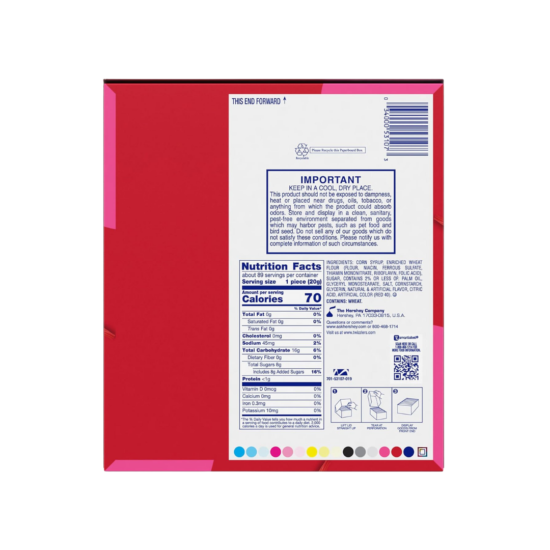 TWIZZLERS PULL 'N' PEEL Cherry Flavored Licorice Style, Low Fat Candy Bag, 14 oz (Pack of 3)