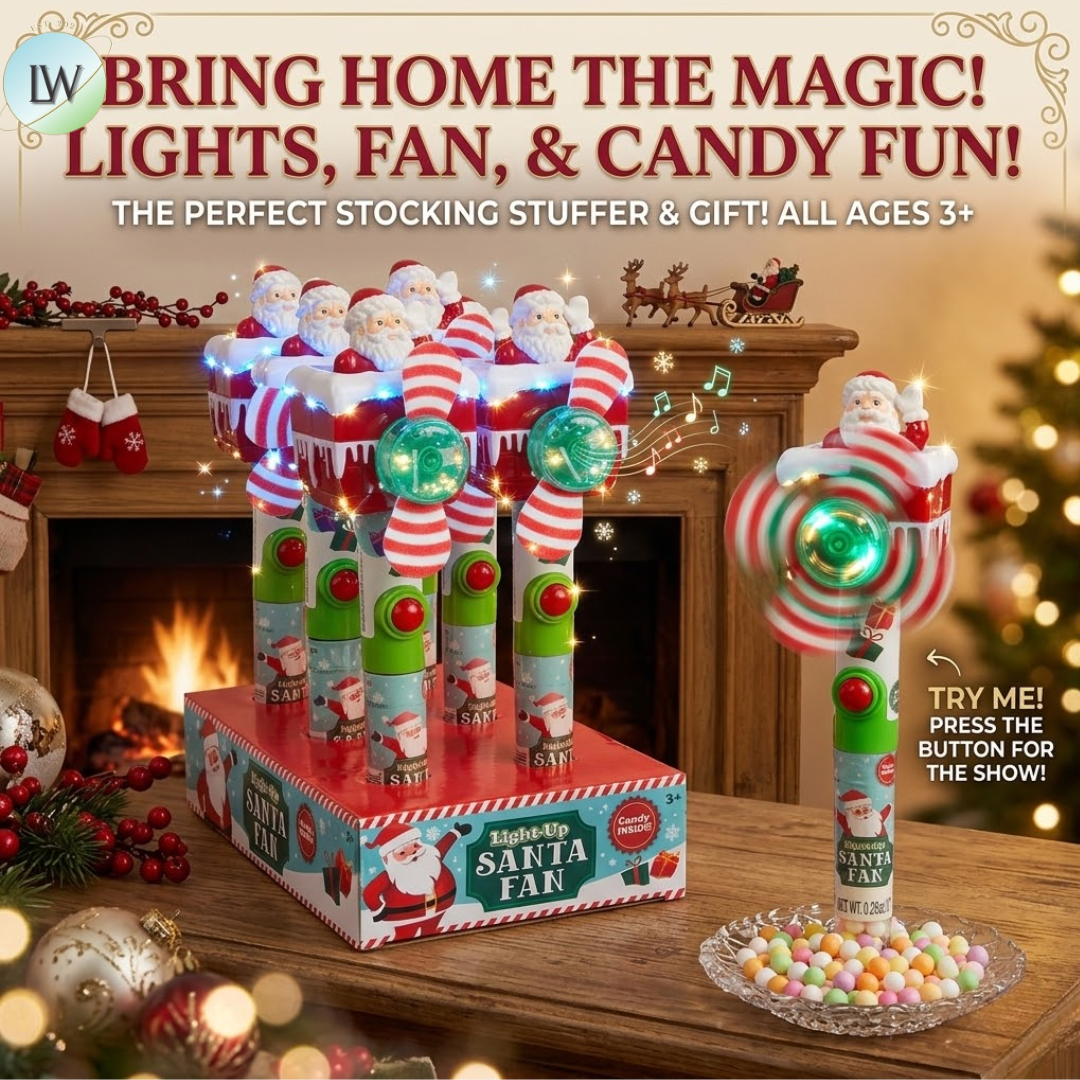 Christmas Light Up Santa Candy Fan - 18ct