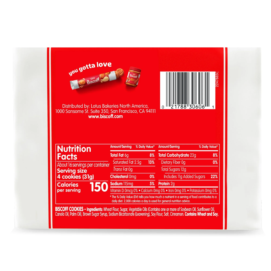 Lotus Biscoff Cookies, 17.6oz, 4 Freshpacks of 16 Cookies
