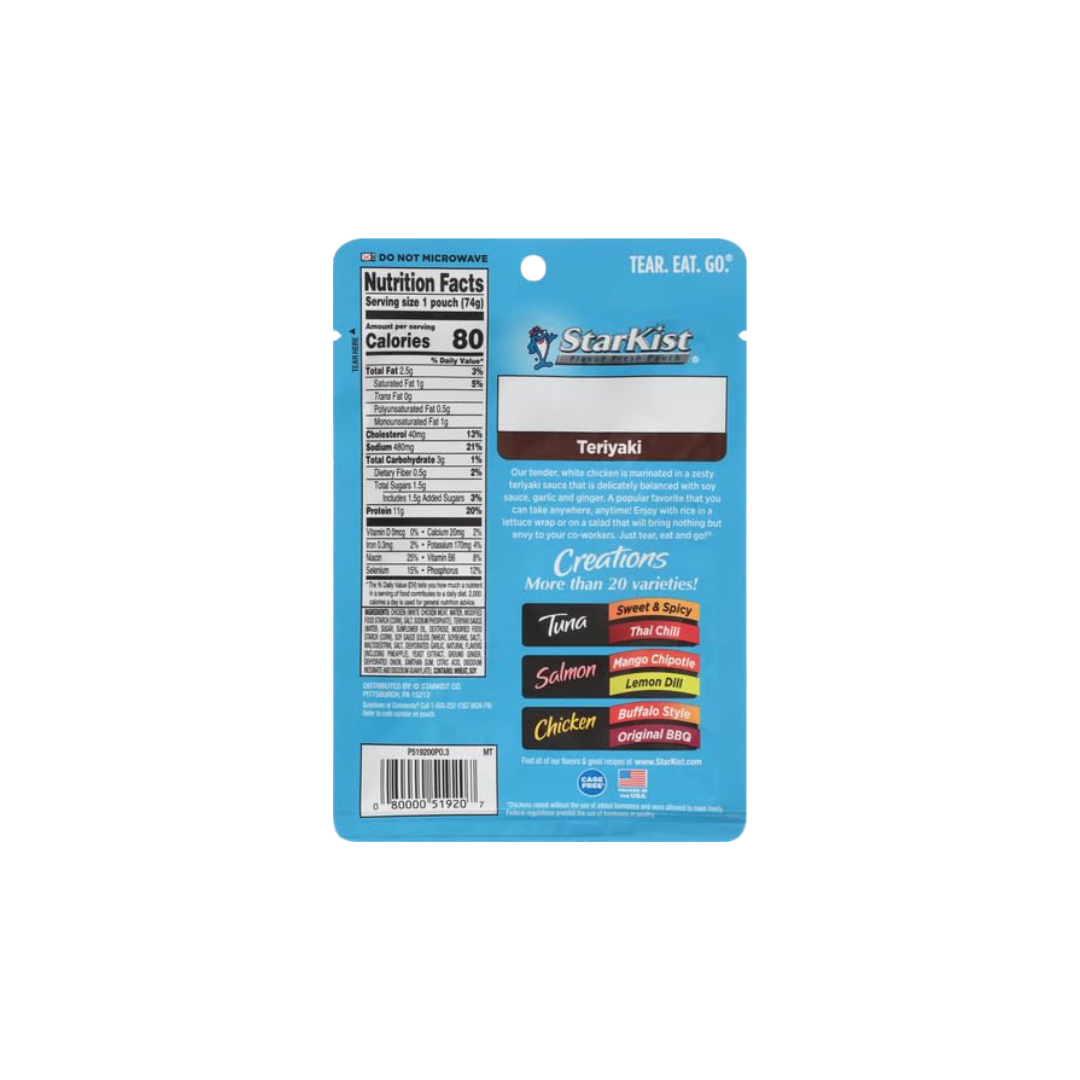 StarKist Chicken Creations Teriyaki, Single Serve Pouch, 2.6 oz