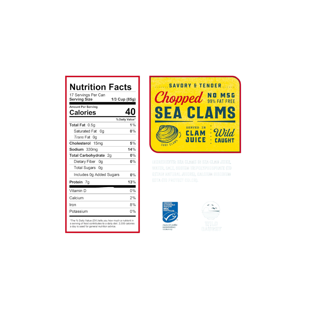 Snow's Chopped Sea Clams in Clam Juice, 51 oz Can (Pack of 12)