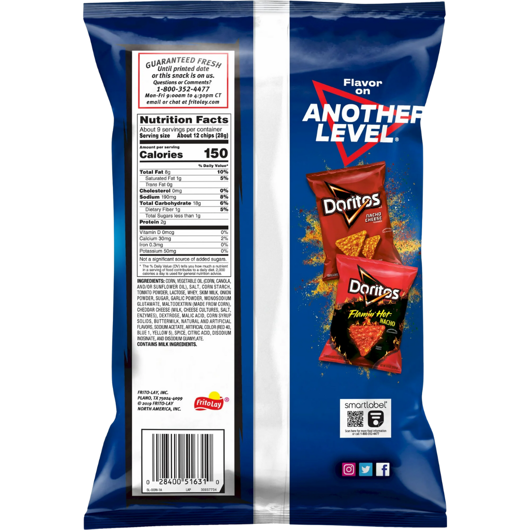 Doritos Tortilla Chips Cool Ranch Flavor Snack Chips, 9.25 oz Bag