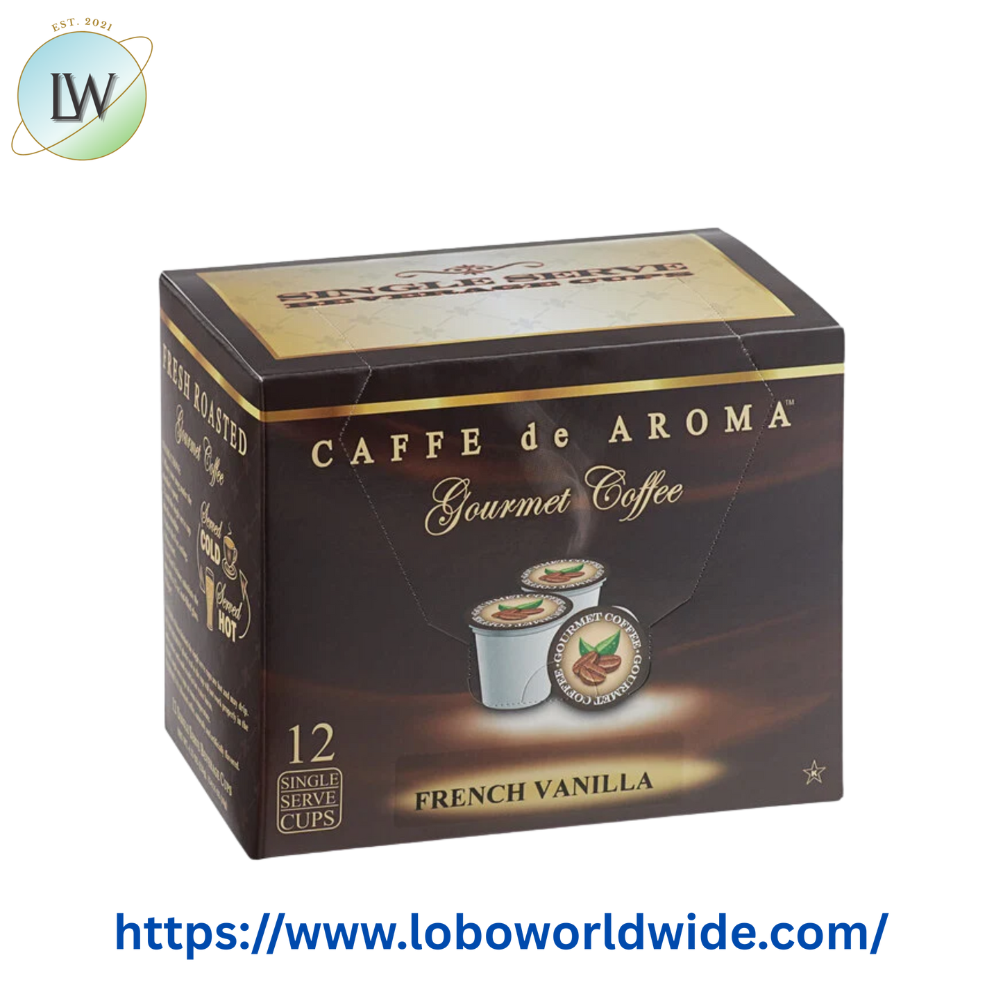 Caffe de Aroma Decaf French Vanilla Coffee Single Serve Cups - 12/Box
