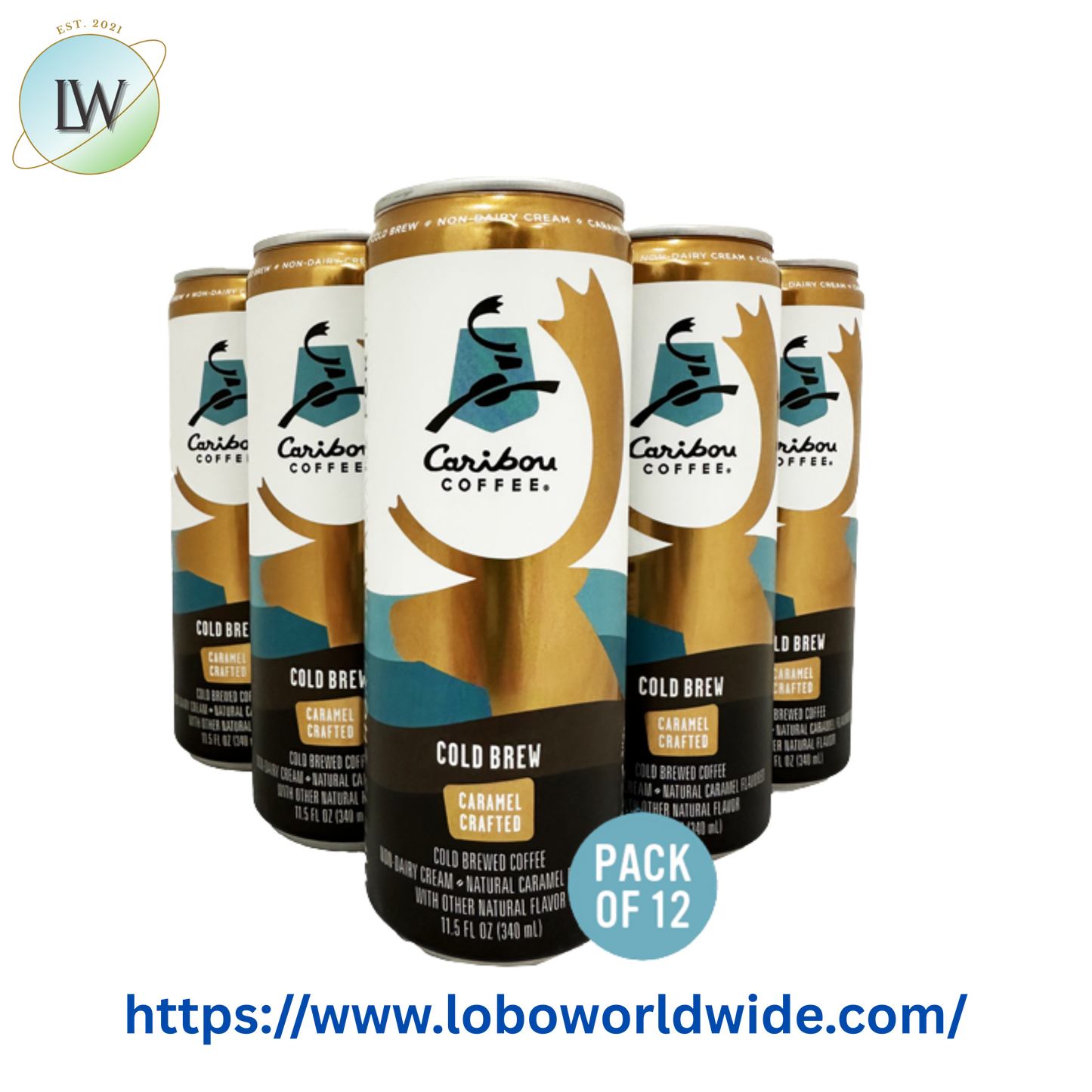 Caribou Caramel Crafted Cold Brew Coffee 11.5 fl. oz. - 12/Case