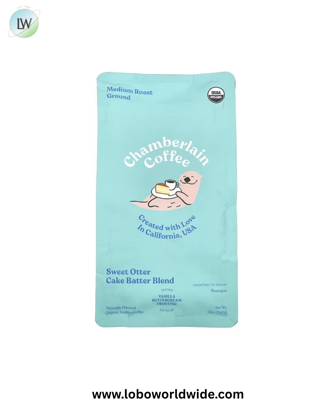 Chamberlain Coffee, Sweet Otter Cake Batter Blend, Ground, Medium Roast, 12 oz (340 g)