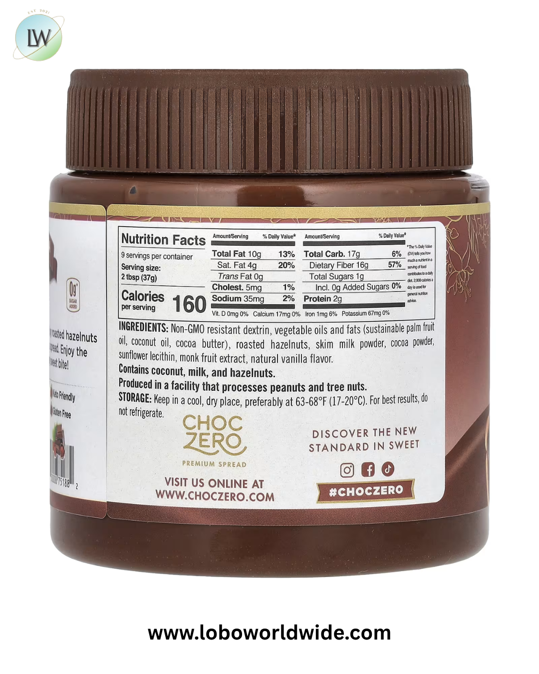 ChocZero, Cocoa Hazelnut Spread, 12 oz (340 g)