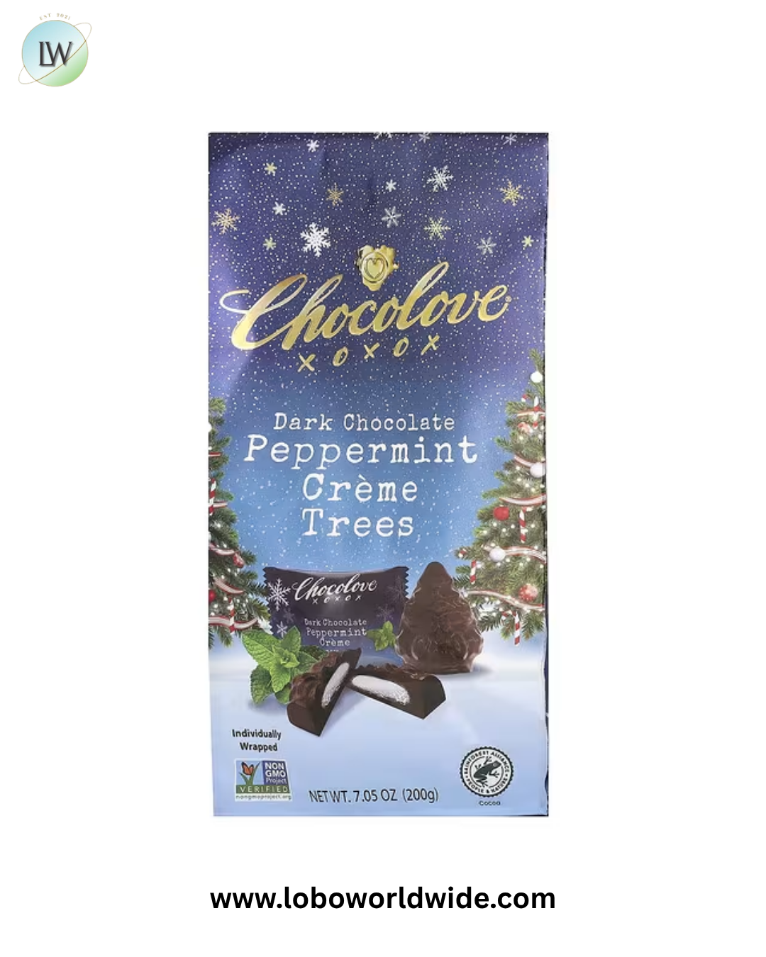 Chocolove, Dark Chocolate Peppermint Creme Trees, 55% Cocoa, 7.05 oz (200 g)
