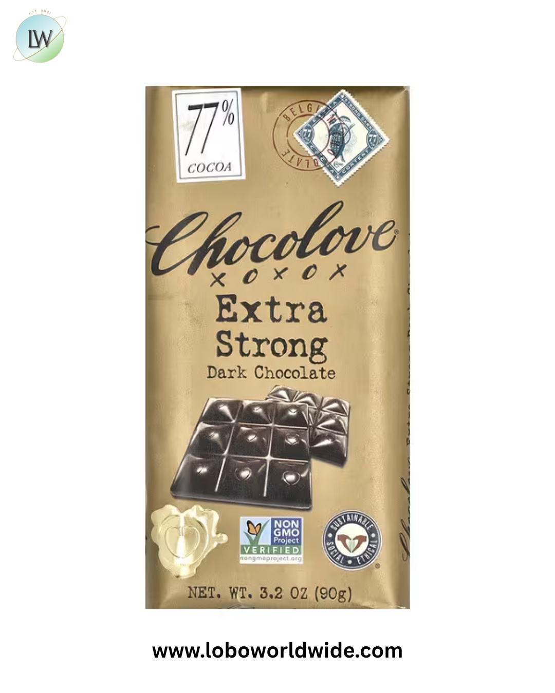 Chocolove, Extra Strong Dark Chocolate, 77% Cocoa, 3.2 oz (90 g)