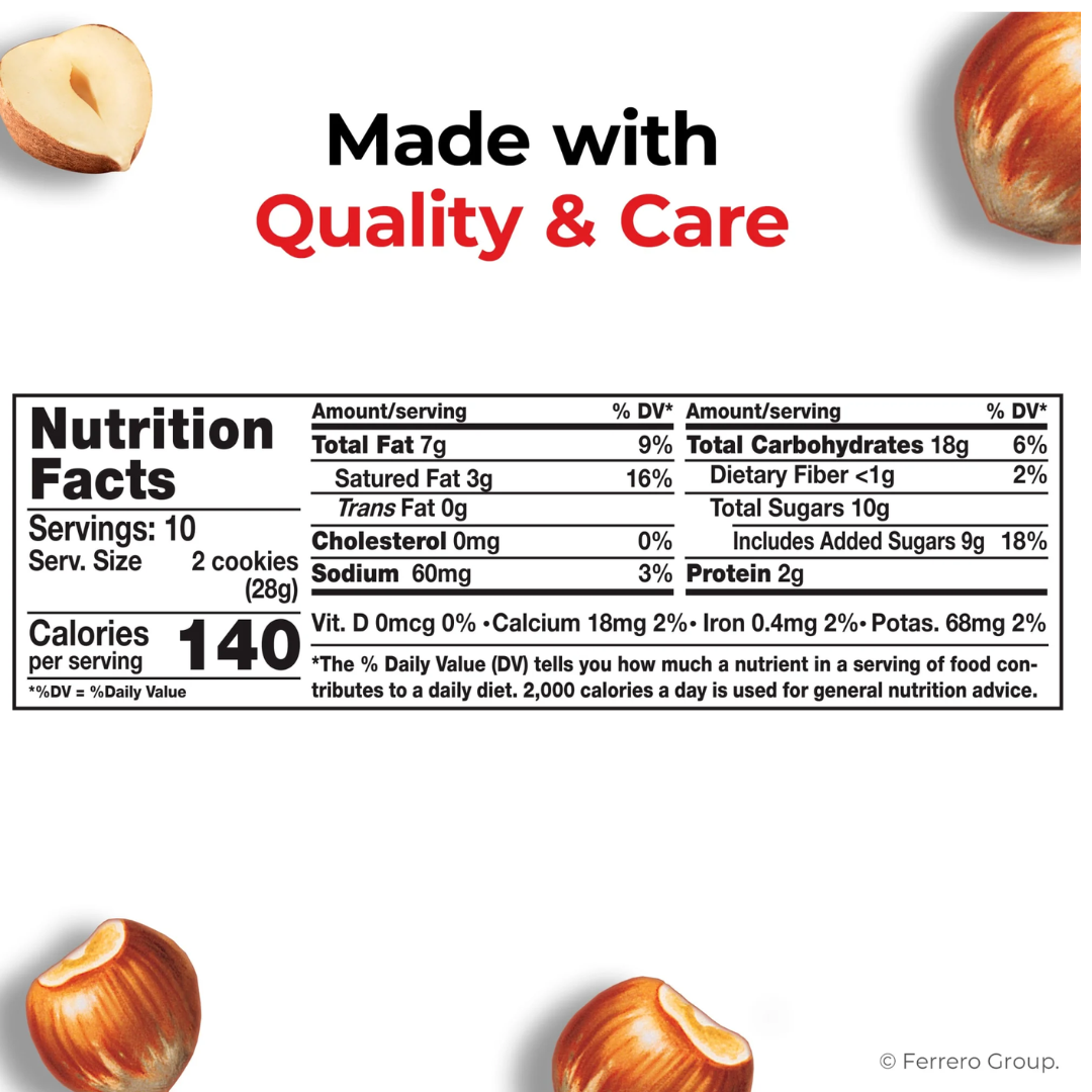 Nutella Biscuits, 20 Count Cookies, Hazelnut Spread with Cocoa, Kids Snacks, 9.7 oz