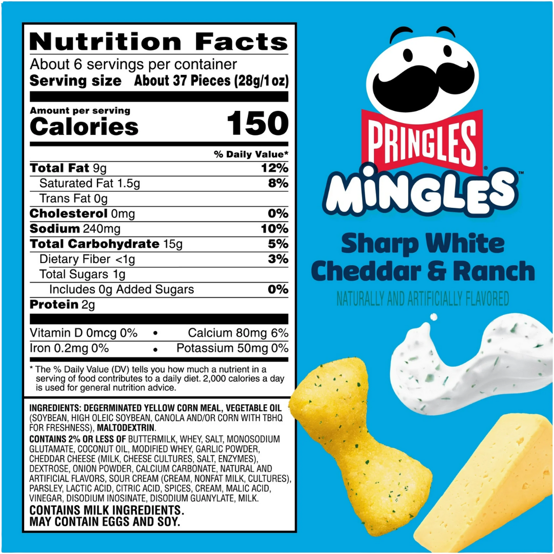 Pringles Mingles Sharp White Cheddar and Ranch Puffed Snacks, Cheese Puffs, 5.5 oz