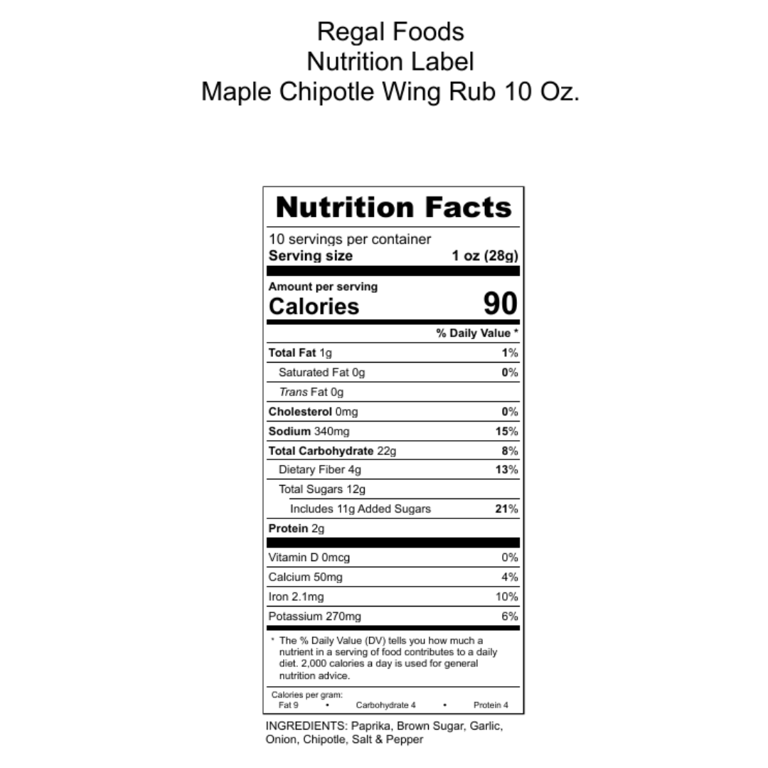 Regal Maple Chipotle Wing Rub 10 oz.