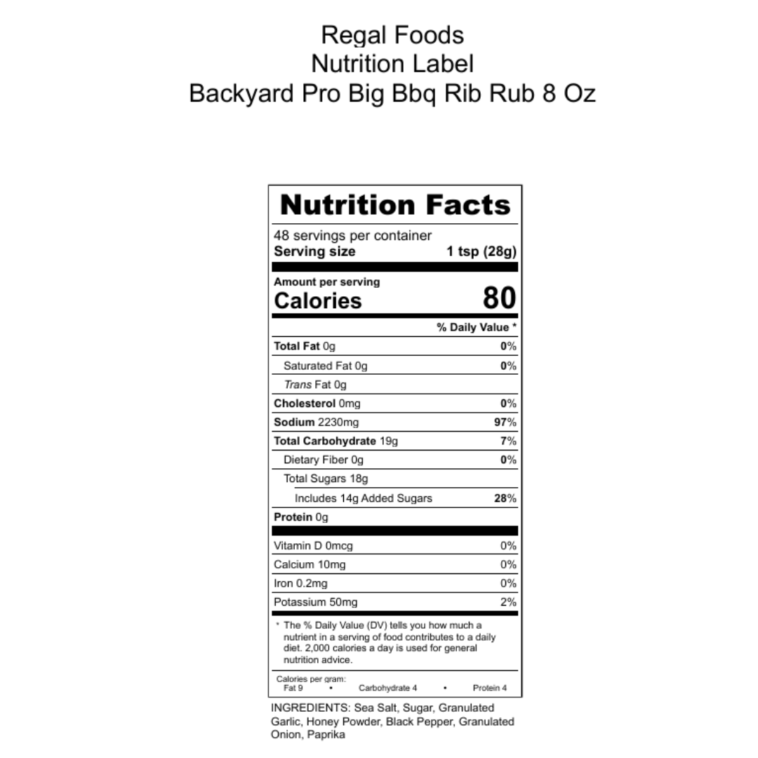 Backyard Pro Big BBQ Rib Rub - 8 oz.