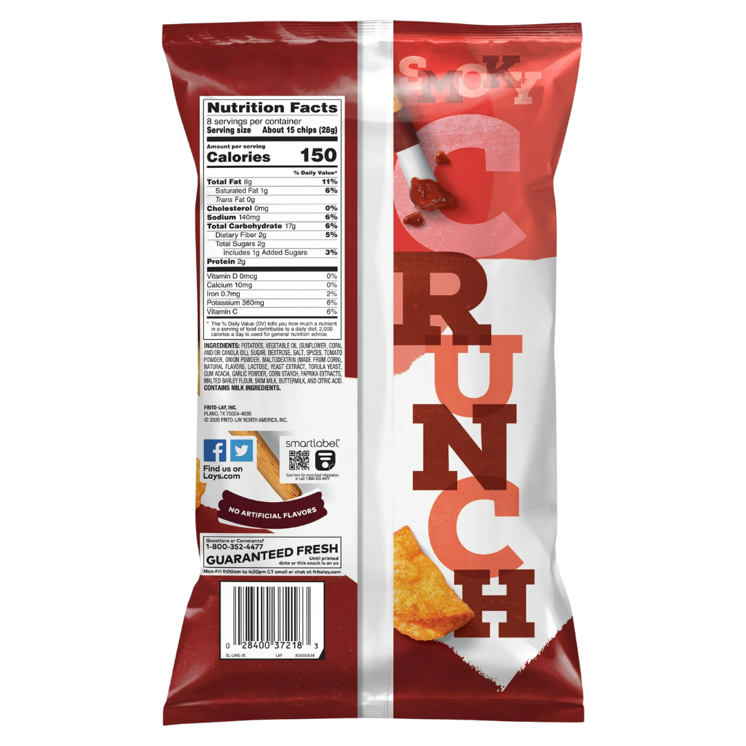 Lay's Kettle Cooked Mesquite Barbecue Flavored Potato Chips, 8 oz Bag