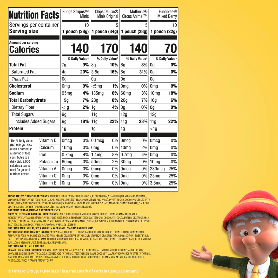 Keebler Sweet Treat Variety Pack, 30-Count Box, Includes Chips Deluxe, Funables, Fudge Stripes, and Mother's Circus Animal Cookies, 29 oz