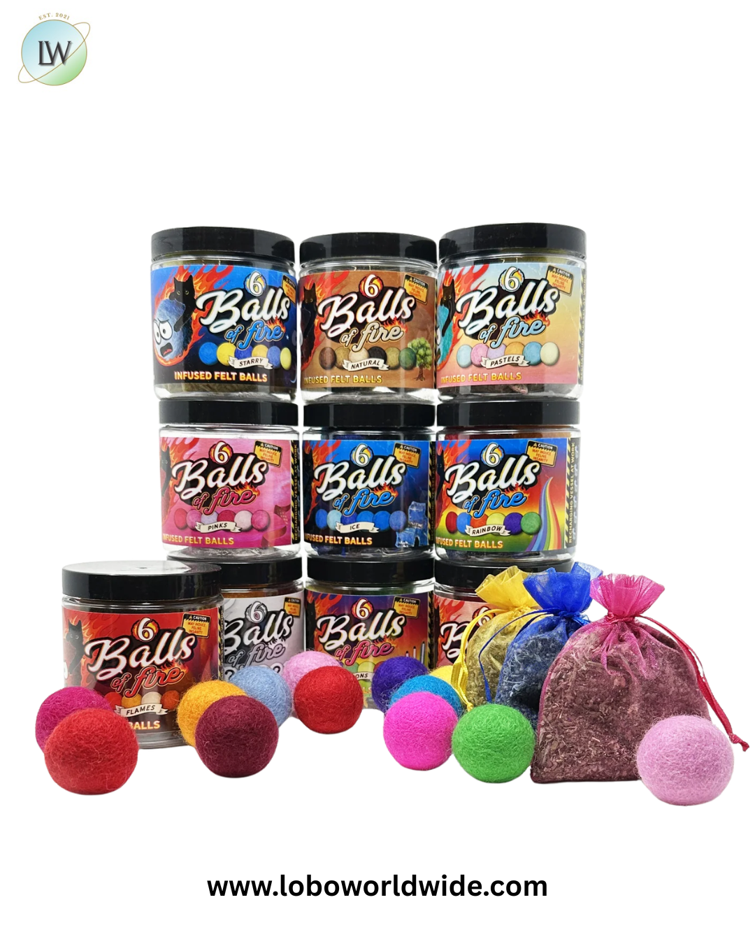 Creekwood Naturals Catnip Infused Felted Balls Cat Toy with Recharging Tin
