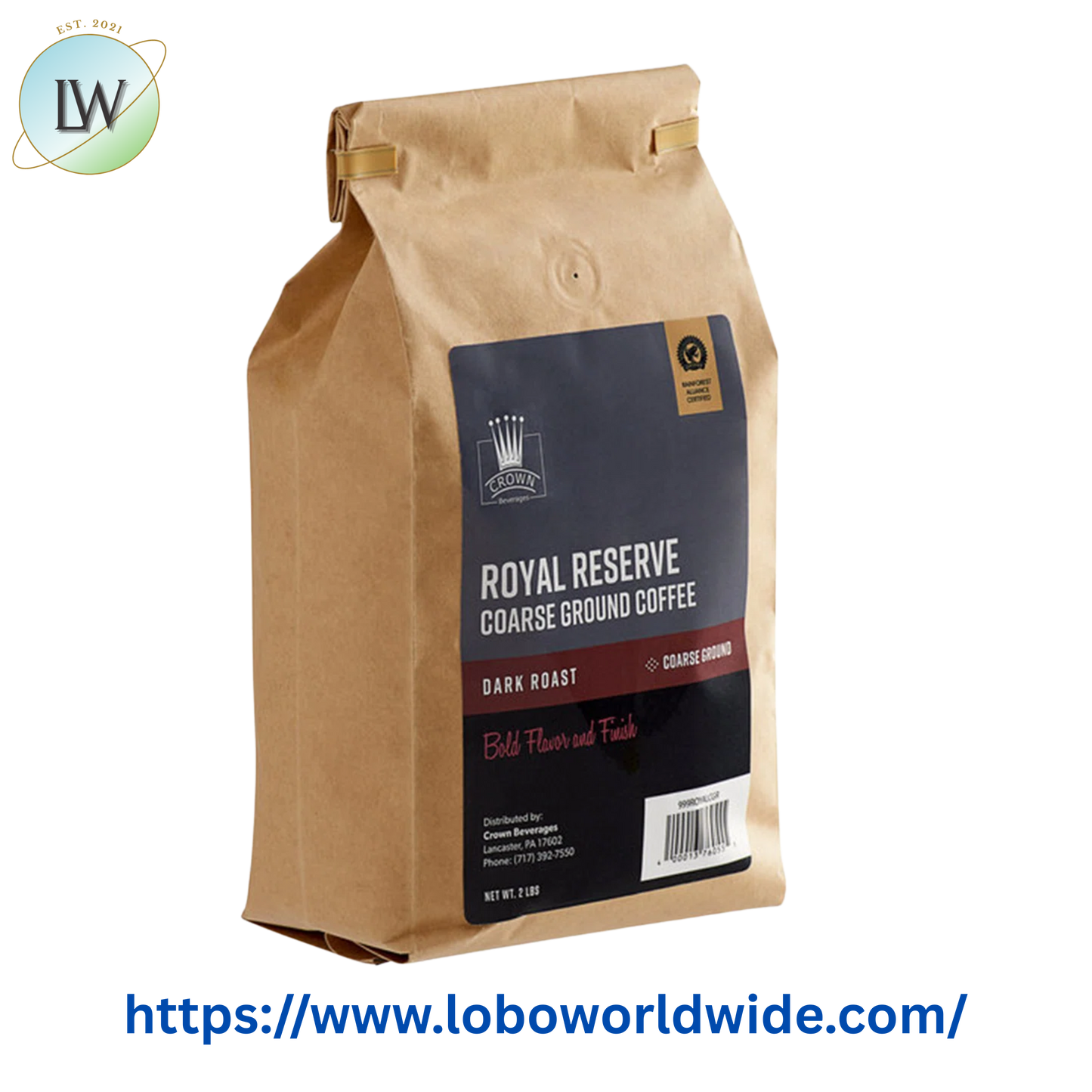 Crown Beverages Royal Reserve Guatemalan Coarse Ground Coffee 2 lb. - 5/Case