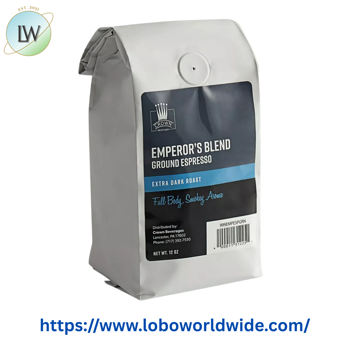 Crown Beverages Emperor's Blend Ground Espresso 12 oz. - 6/Case