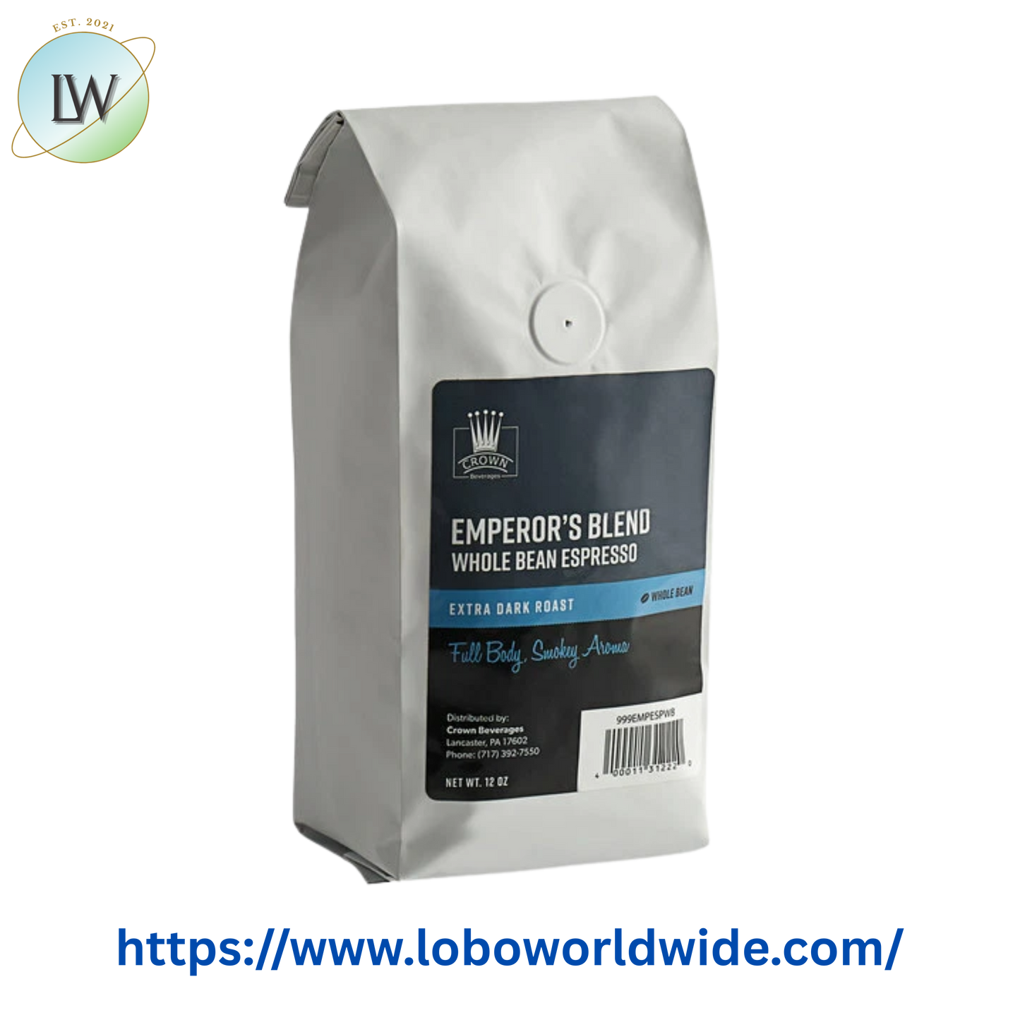 Crown Beverages Emperor's Blend Whole Bean Espresso 12 oz.