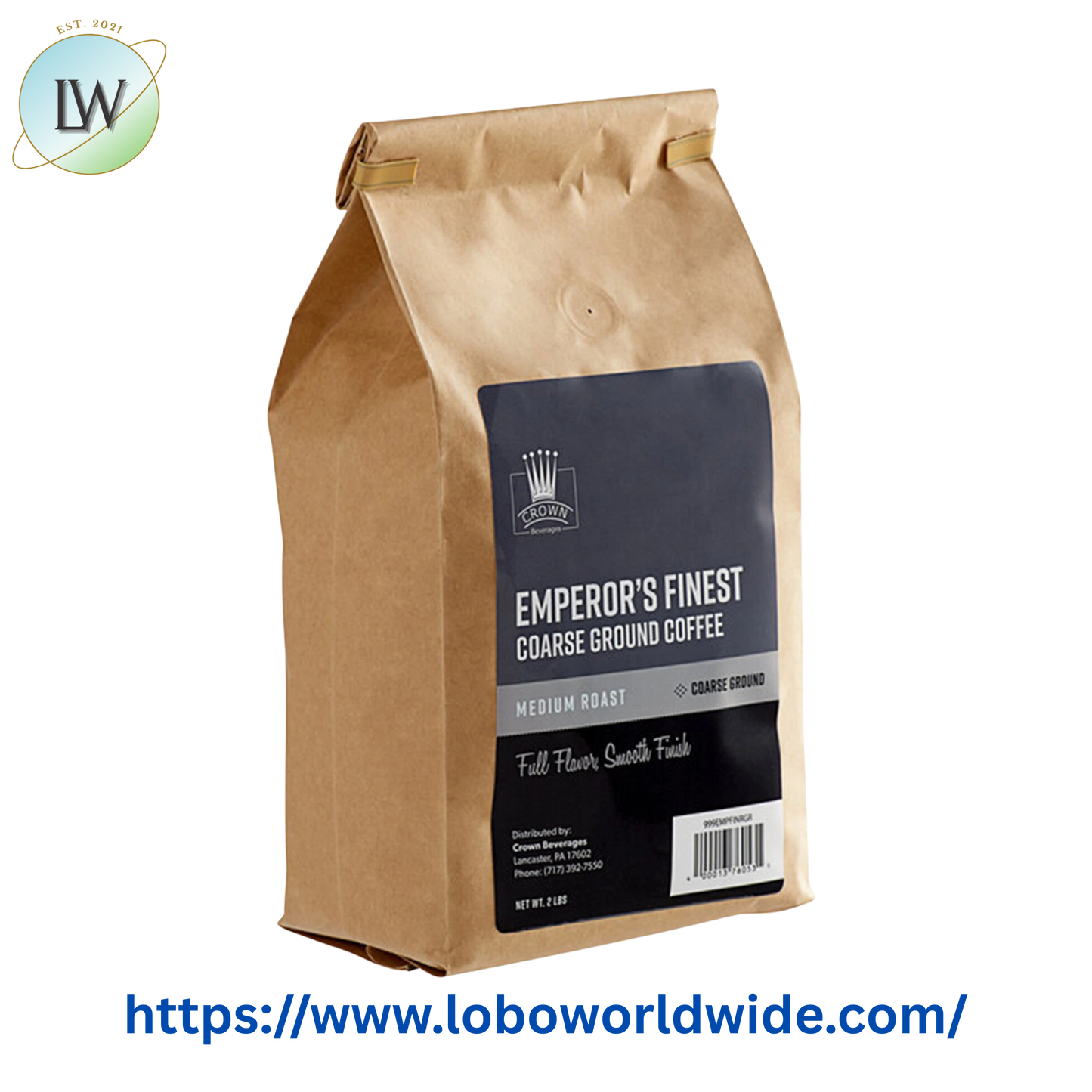 Crown Beverages Emperor's Finest Coarse Ground Coffee 2 lb. - 5/Case
