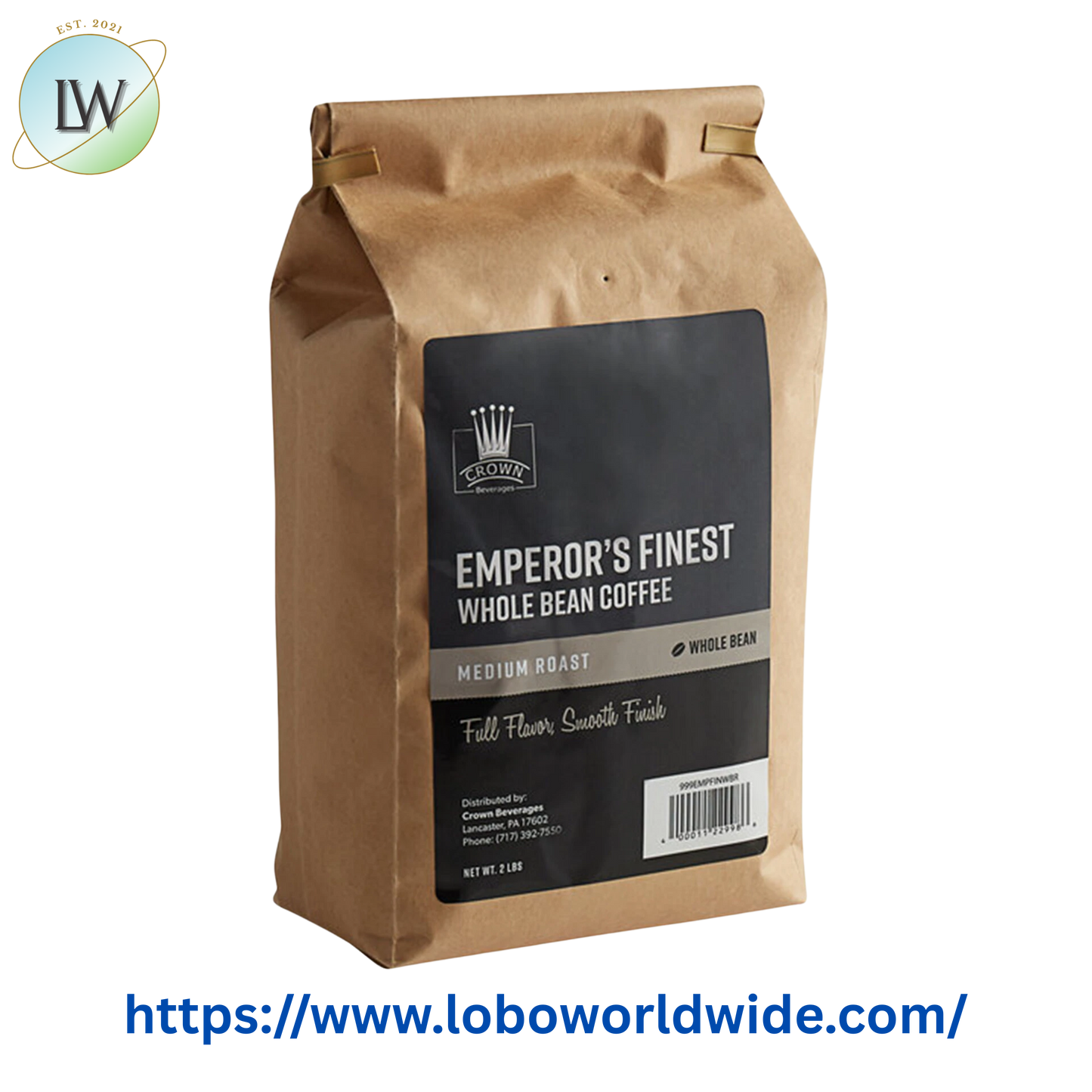 Crown Beverages Emperor's Finest Whole Bean Coffee 2 lb. - 5/Case
