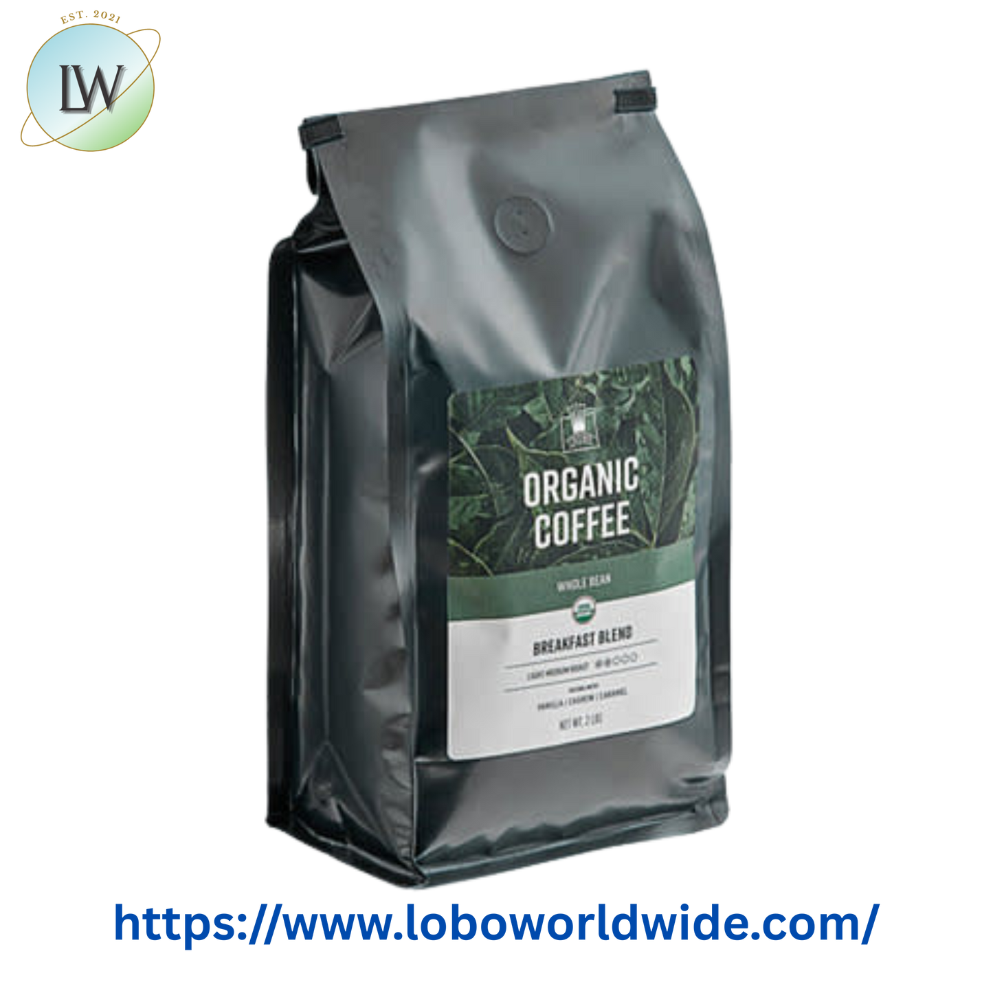 Crown Beverages Organic Breakfast Blend Whole Bean Coffee 2 lb.
