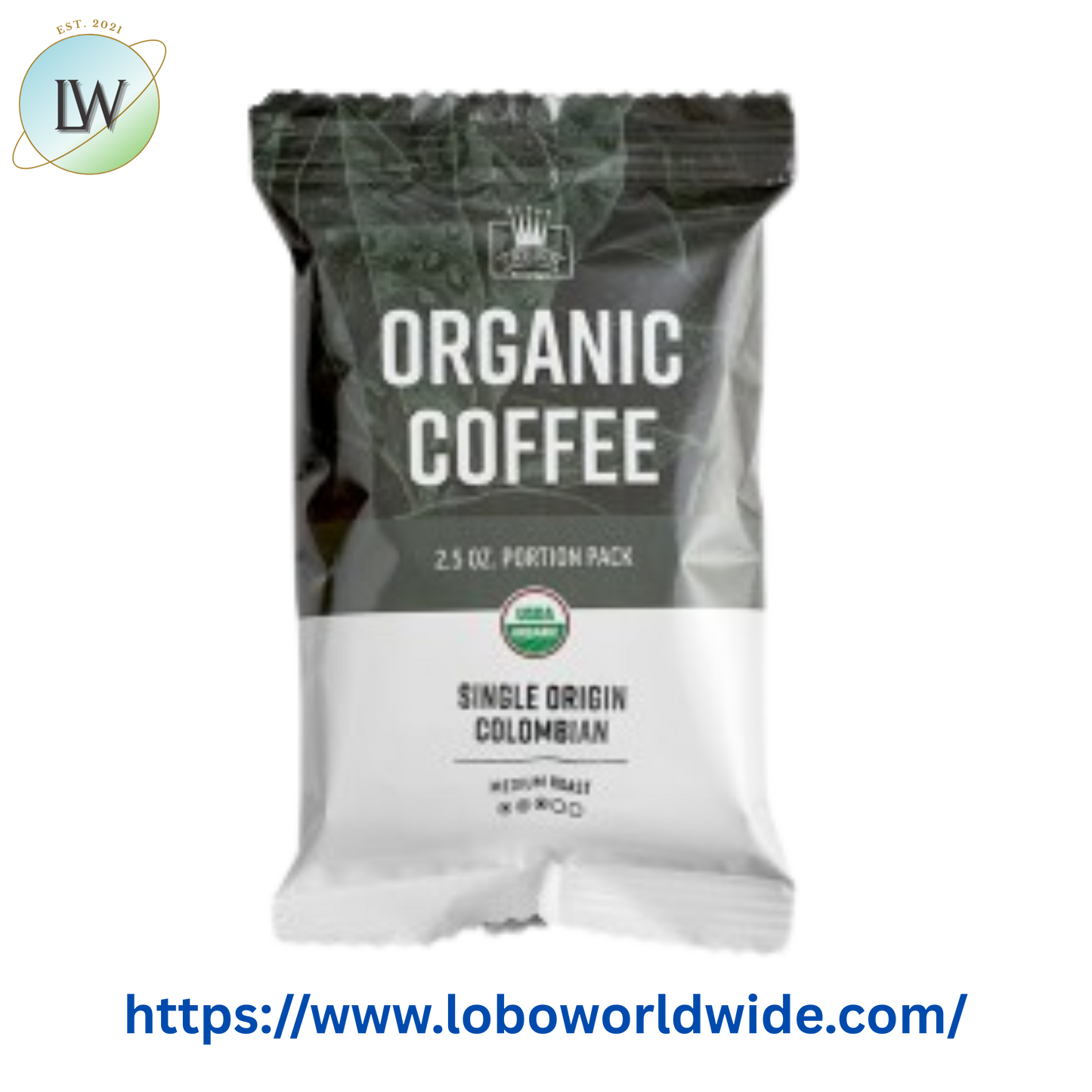 Crown Beverages Organic Single Origin Colombian Coffee Packet 2.5 oz. - 24/Case