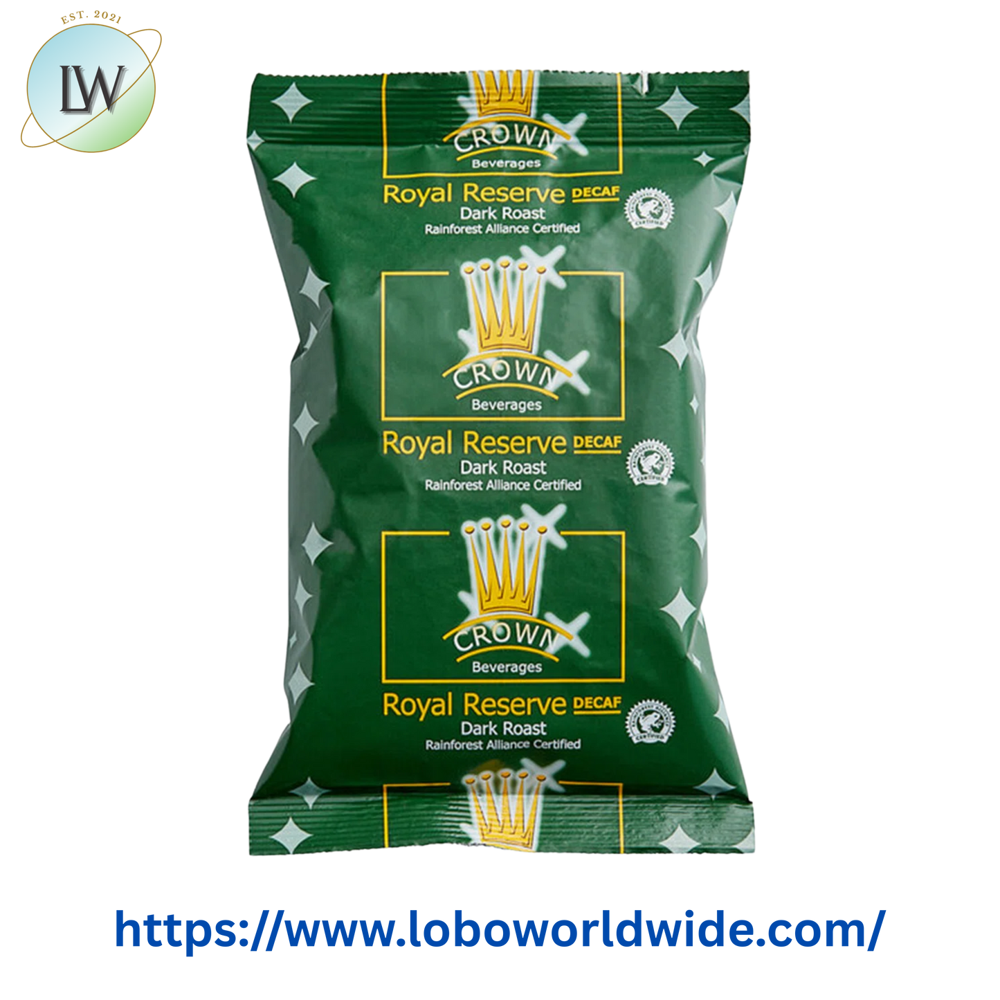 Crown Beverages Royal Reserve Sumatra Decaf Coffee Packet 2.75 oz. - 24/Case